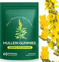 Mullein Gummies για το Lung Detox, 2000mg Mullein Leaf Extract για την αναπνευστική & πνευστική & ανοσοποιητική υποστήριξη, Βιολογικό συμπλήρωμα βοτάνων Mullein για την ανακούφιση των βλεννογόνων για το αναπνευστικό, ανοσοποιητικό, Vegan 60 Gummies