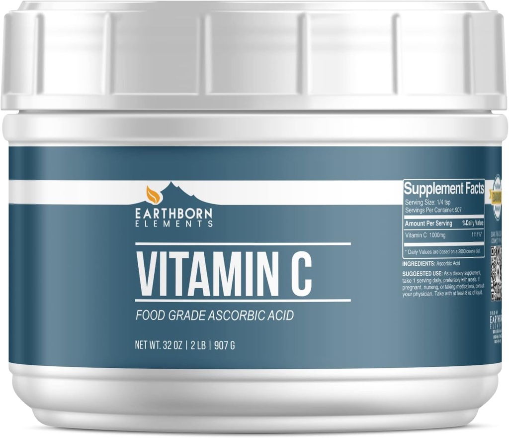 Earthborn Elements Vitamin C Powder (2 lb), Ασκορβικό οξύ, Συμπλήρωμα & Καθαρότερο
