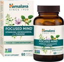 Himalaya Focused Mind with Ashwagandha, Bakopa & L-Θεανίνη για Εστίαση, Ενέργεια και Προσοχή, 60 κάψουλες, 1 Μήνα Προμήθεια, Vegan, Χωρίς Γλουτένη