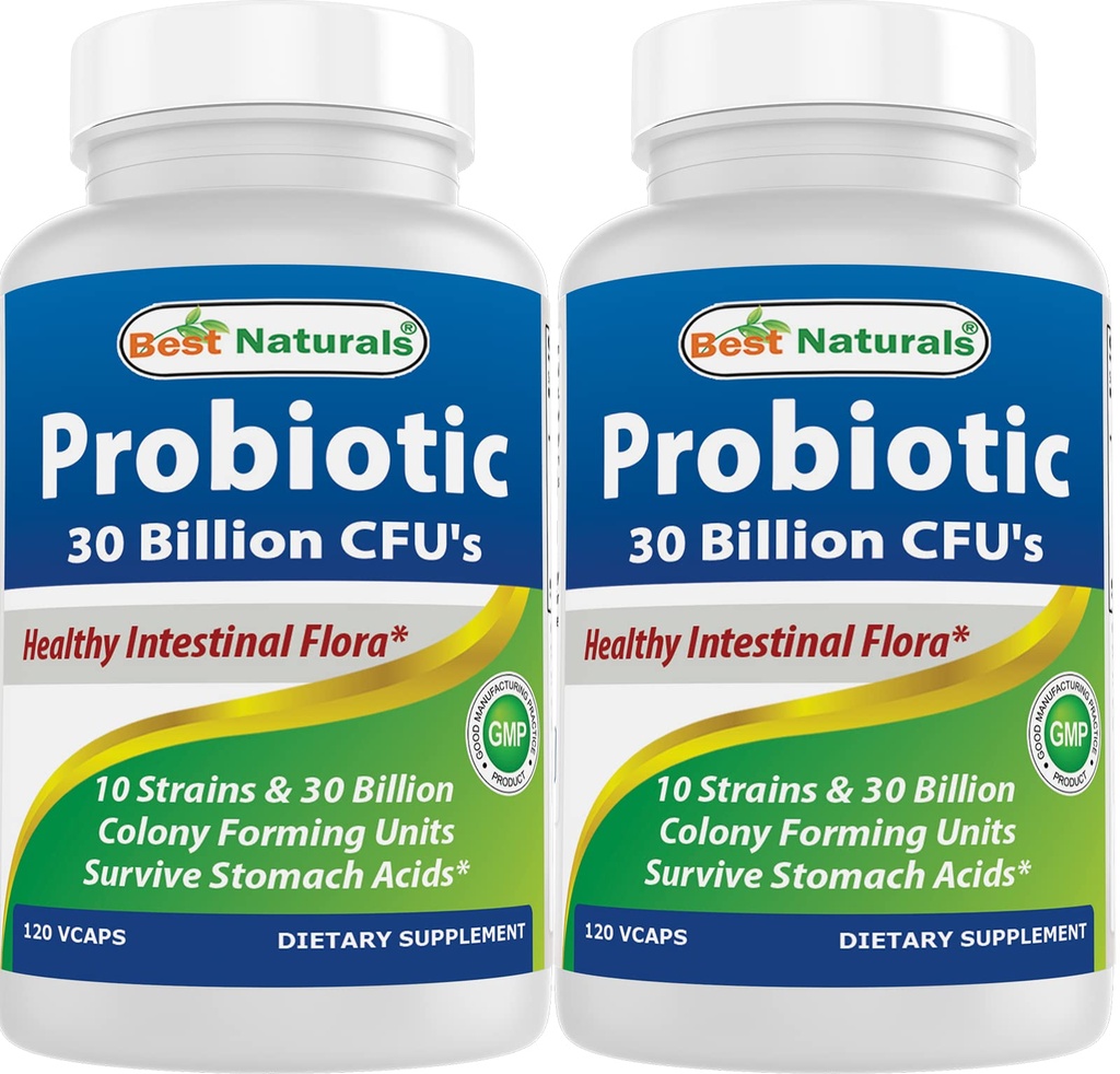 Best Naturals Probiotic 10 Strains 30 Billion Ράφι Σταθερή 120 Veggie Caps (120 Count (Pack of 2))