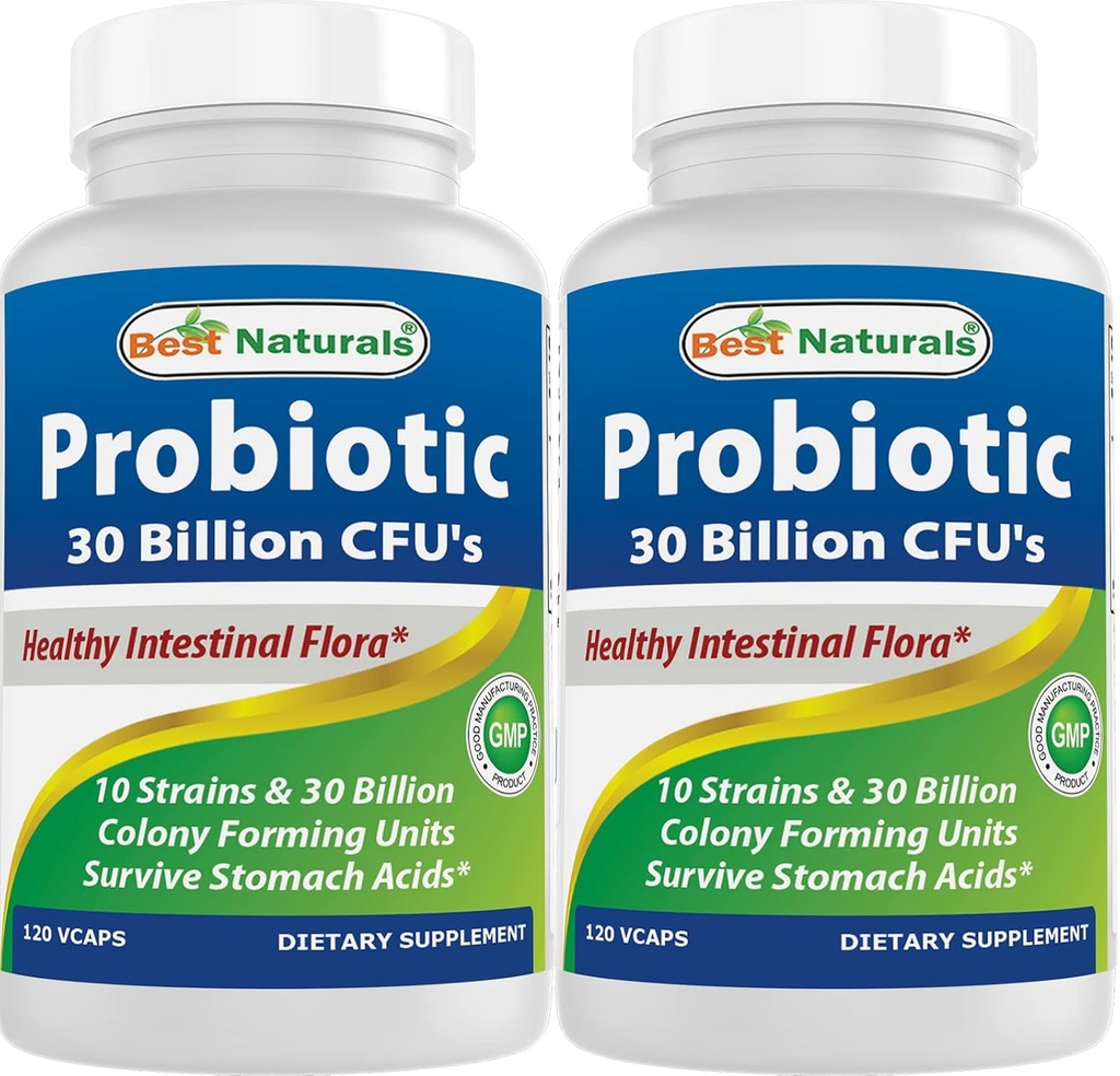 Best Naturals Probiotic 10 Strains 30 Billion Ράφι Σταθερή 120 Veggie Caps (120 Count (Pack of 2))