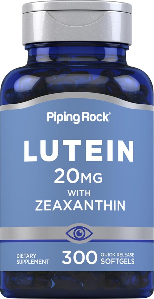 Piping Rock Lutein and Zeaxanthin Supplement | 20 mg | 300 Softgels | Eye Vitamin from Marigold Extract | Non-GMO, Gluten Free