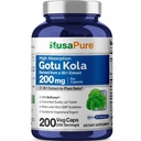 NusaPure Gotu Kola Κάψουλες 20:1 Εκχύλισμα, 200 mg Ισοδύναμο με 4000mg Per Veggie Caps, 200 Count, Non-GMO, Vegan, Bioperine - Traditional Herb Extract