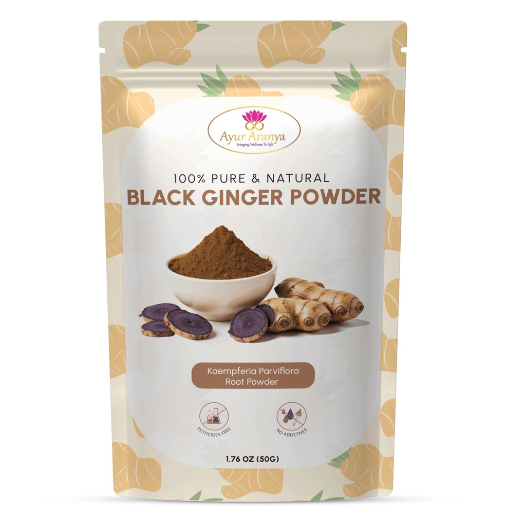 Ayur Aranya 100% Pure Black Ginger Powder 50g – Kaempferia Parviflora Root Powder – Natural Stamina & Energy Booster – Premium Quality, No Preservatives – Mix with Water, Juices, Smoothies or Tea