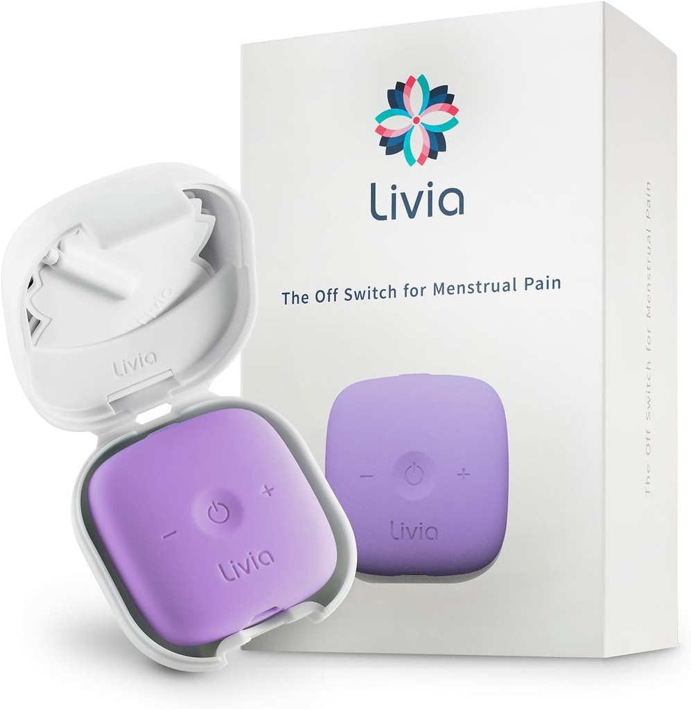 Livia Menstrual Pain Relief Device, Λεβάντα – Off-Switch for Period Pain – Φορητό & Διακριτικό – Επαναφορτιζόμενη, έως και 12 ώρες μπαταρία – Πλήρης εξάρτηση με Stick-On Pads – The Go-to Travel Partner