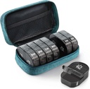 AUVON Canvas τσάντα Travel Pill Organizer 2 φορές την ημέρα, μεγάλη AM/PM εβδομαδιαίο κουτί χάπια 7 ημέρα θήκη χάπι με φορητό κυανό Zipper τσάντα για την εκμετάλλευση συμπληρώματα, βιταμίνες και ιχθυέλαια