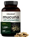 Κάψουλες Mucuna Pruriens, Triple Strength 1500mg ανά υπηρεσία, 2 σε 1 Formula, Made with Mucuna και Ashwagandha, 240 κάψουλες, εκχύλισμα ισχυρών σπόρων, θετική διάθεση, χαλάρωση και αποκατάσταση υποστήριξης