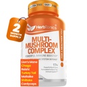 Herbtonics All-in-One Mushroom Supplement for Immune System Support | Nootropic Brain Support Supplement with Lion's Mane, Cordyceps, Reishi | Powerful Mushroom Complex | 120 Vegan Capsules