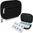 Serfeymi Weekly Travel Pill Organizer Pill Case for Purse with Removable 7 Day Pill Box, Fashionable Travel Medicine Organizer Pill Container for Medicine, Vitamin, Συμπλήρωμα - Black 01 + Pill Box