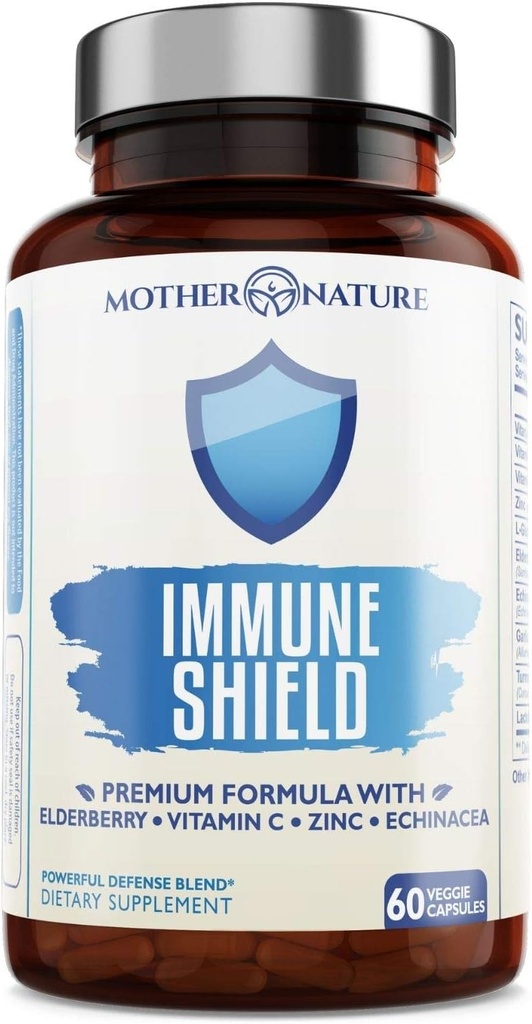 Advanced 7-in-1 Immune Support Supplement for Allergies - Elderberry, Vitamin C, Zinc, and More - Ενισχύει την Ανοσία σε Ενήλικες & Παιδιά (60 Vegan Κάψουλες)