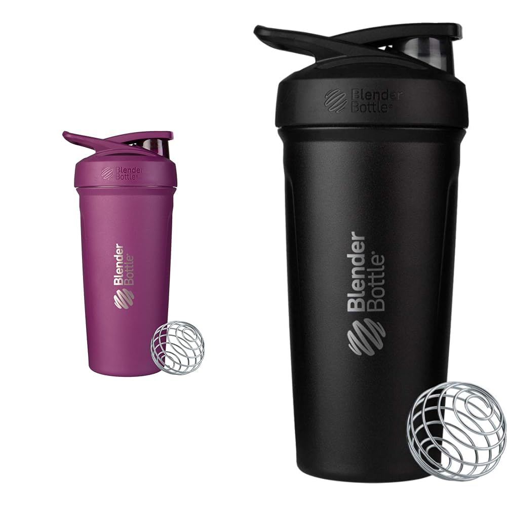 BlenderBottle 24 Ounce από ανοξείδωτο χάλυβα κύπελλα με σύρμα Whisk, Plum και μαύρο