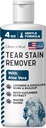 Chew + heal Labs Pet Tear Stain Remover για σκύλους - 4 oz με βάση το νερό σκύλου Πλύσιμο ματιών & Καθαριστικό - διαλύει Gunk & Buildup - Aloe Vera & εκχύλισμα αγγούρι
