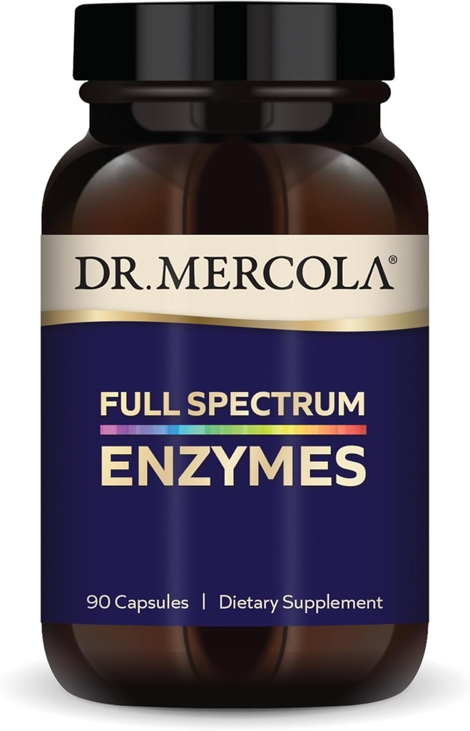 Δρ. Mercola Full Spectrum Enzymes - 22 Διαφορετικά Ένζυμα - Υποστηρίζει Digestive & Immune Health - Βοηθά Digest Carbohydrates, Fats, Proteins & Fiber - Μη ΓΤΟ, Χωρίς γλουτένη & Χωρίς σόγια - 90 κάψουλες