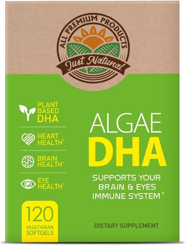 Algae DHA 120 Softgels x 1 κουτί - Vegan Omega-3 συμπλήρωμα, καθαρό φυτό με βάση Carragenan, DHA και Algae Oil (120 κόμης)