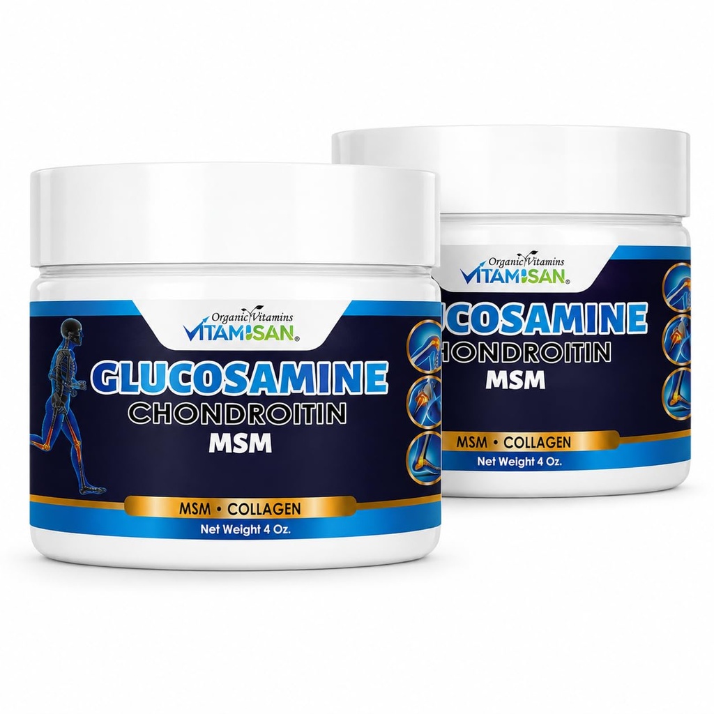 VITAMISAN Γλυκοζαμίνη Χονδροϊτίνη MSM Collagen και Arnica Cream 4 OZ 2 Συσκευασία