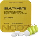 NOOZ Beauty Mints - Χωρίς ζάχαρη Biotin Μέντα για λαμπερό δέρμα, υγιή μαλλιά & δυνατά νύχια - Juicy Pear Flavor 