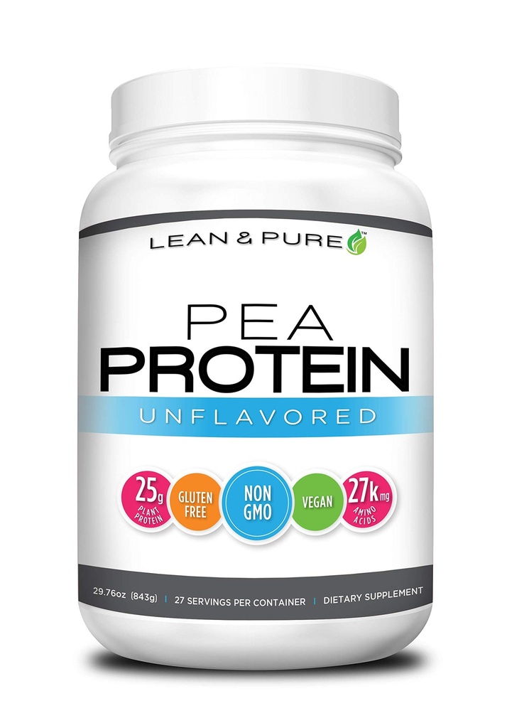 Lean & Pure Pea Protein Powder, Vegan, Low Carb, 25g of Protein, Non GMO, Gluten Free, 27 Servings, 843g