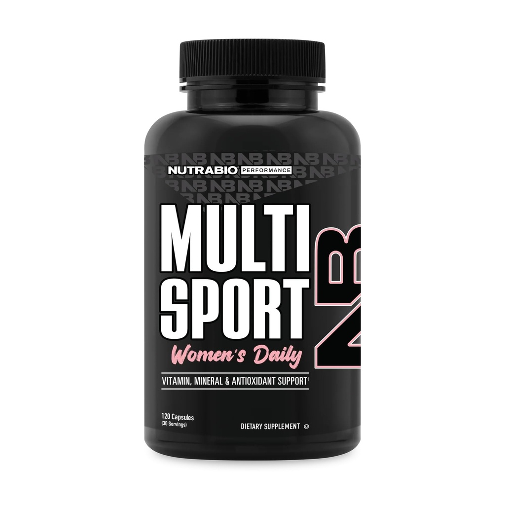 NutraBio Multisport for Women - Womens MultiVitamin - 33 Βιταμίνες, Ορυκτά, Μικροθρεπτικά συστατικά - Πλούσια σε Αντιοξειδωτικά - Υποστηρίζει κορυφαία αθλητική απόδοση, ενέργεια, Μεταβολισμός (120 κάψουλες λαχανικών)