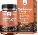 Προηγμένη Mushroom Complex κάψουλες - 10X Lions Mane Συμπληρώματα κάψουλες με Reishi, Chaga, Maitake & Shiitake για την υποστήριξη και εστίαση μνήμης εγκεφαλικής υγείας - Nootropic for Mental Clarity - 120 Caps