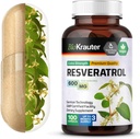 BIO KRAUTER Resveratrol Συμπληρώματα Κάψουλες 600 mg - 100 Count - Φυσικό Αντιοξειδωτικό Πηγή - 98% Pure Trans Resveratrol Powder - Vegan