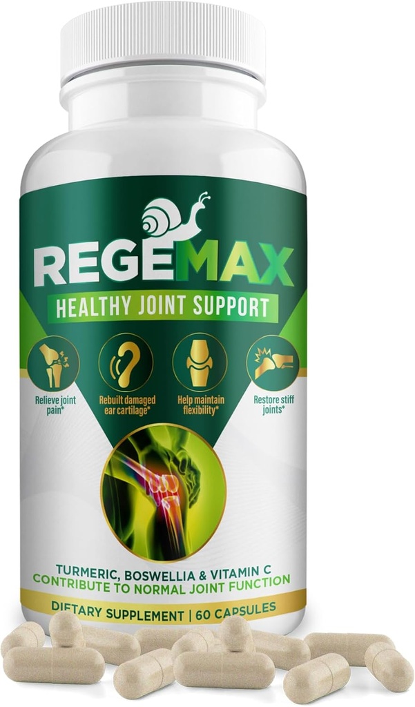 REGEMAX αναγεννά και βοηθά Alleviate Joint συμπλήρωμα δυσφορίας, πρωτεΐνη σαλονιού, Boswellia Serrata, και Turmeric – 60 Caps. (1)