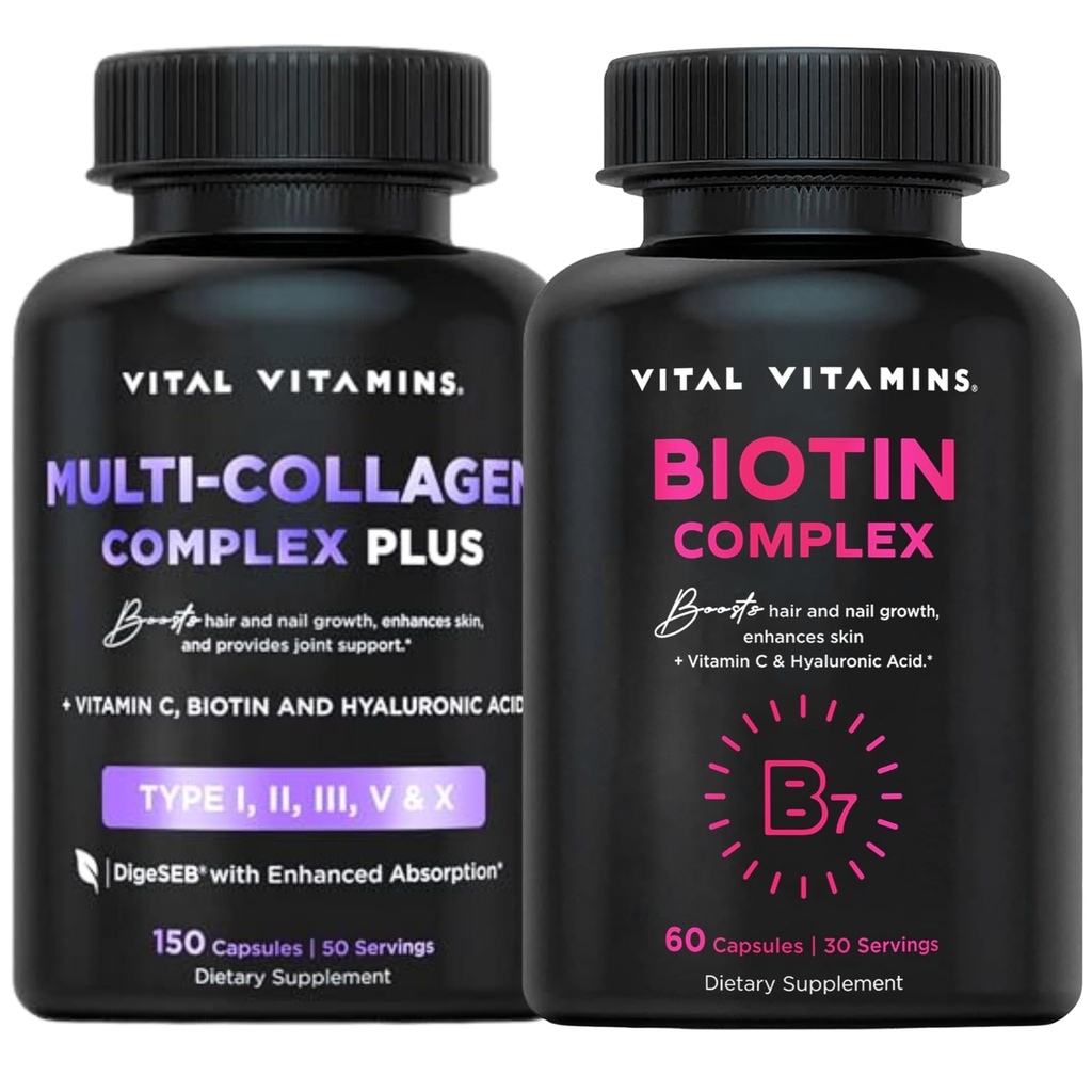 Vital Vitamins Multi Collagen Plus Pills + Biotin Complex Pills