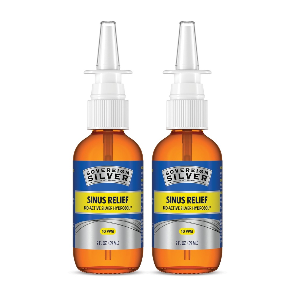 Sovereign Silver Bio-Active Colloidal Silver Hydrosol for Immune Support - 10ppm - 2oz - Nasινικό σπρέι - Συσκευασία των 2