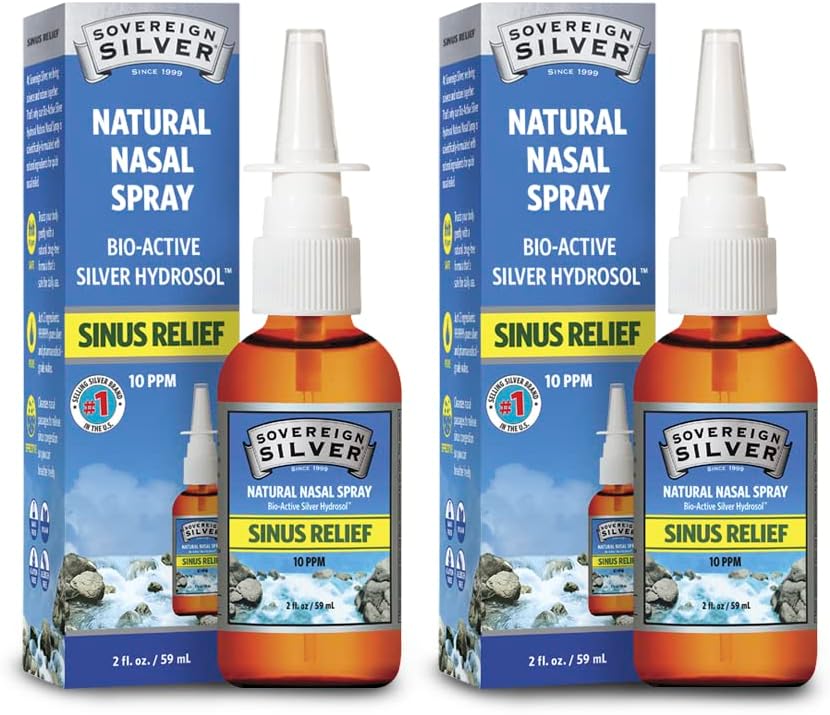 Sovereign Silver Bio-Active Colloidal Silver Hydrosol for Immune Support - 10ppm - 2oz - Nasινικό σπρέι - Συσκευασία των 2