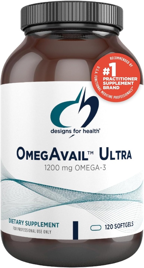 Σχεδιασμός για την υγεία OmegAvail Ultra TG Fish Oil 1200mg - Τριγλυκεριδική μορφή Ωμέγα 3 Fish Oil Συμπλήρωμα με DHA/EPA - Χωρίς ψαρική επίγευση (120 Softgels)