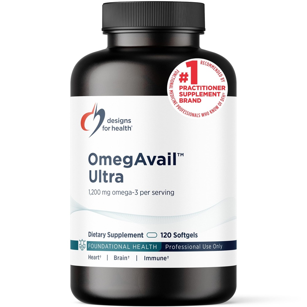 Σχεδιασμός για την υγεία OmegAvail Ultra TG Fish Oil 1200mg - Τριγλυκεριδική μορφή Ωμέγα 3 Fish Oil Συμπλήρωμα με DHA/EPA - Χωρίς ψαρική επίγευση (120 Softgels)