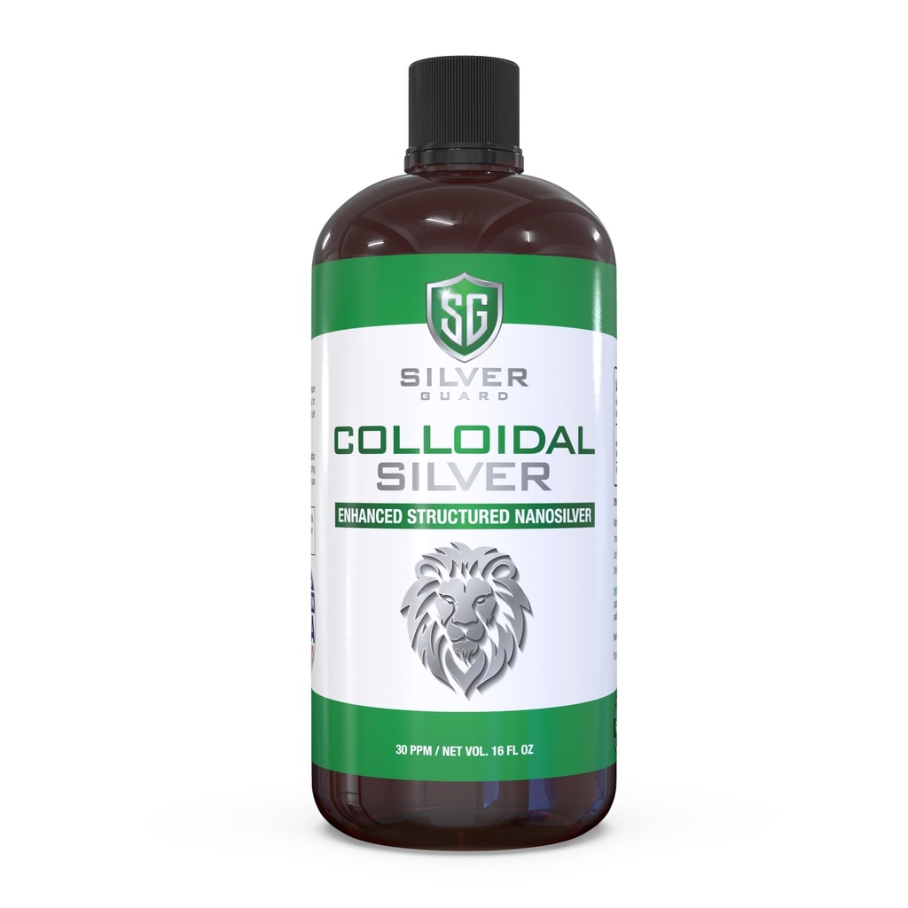 Enhanced Colloyal Silver Liquid Immune Support Supplement—30ppm Pure & Natural Structured Silver Water— Organic Colloid Silver Solution—16 oz Bottle (1 Pack)