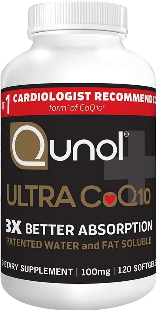 Qunol CoQ10 100mg Softgels, Ultra 3x Καλύτερη Απορρόφηση Συνένζυμο Q10 Συμπληρώματα - Αντιοξειδωτικό Συμπλήρωμα για την Αγγειακή και Καρδιολογική Υγεία & Παραγωγή Ενέργειας - 4 Μήνες Προμήθεια - 120 Μέτρα
