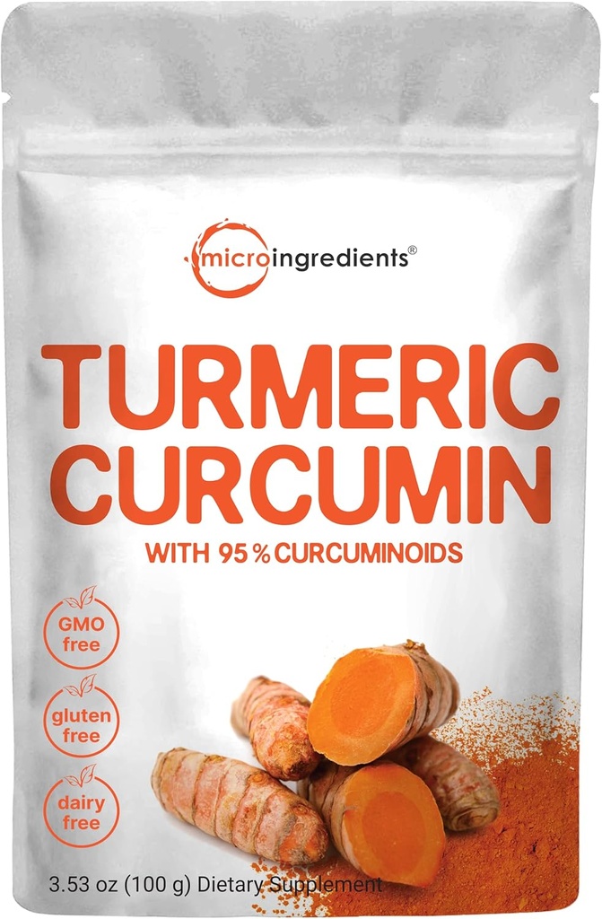 Turmeric Extract 95% Κουρκουμινοειδή (Natural Turmeric Extract and Turmeric Supplements), 100 γραμμάρια, πλούσια σε αντιοξειδωτικά για κοινή & ανοσοποιητική υποστήριξη, χωρίς ΓΤΟ, Vegan Friendly, India Origin