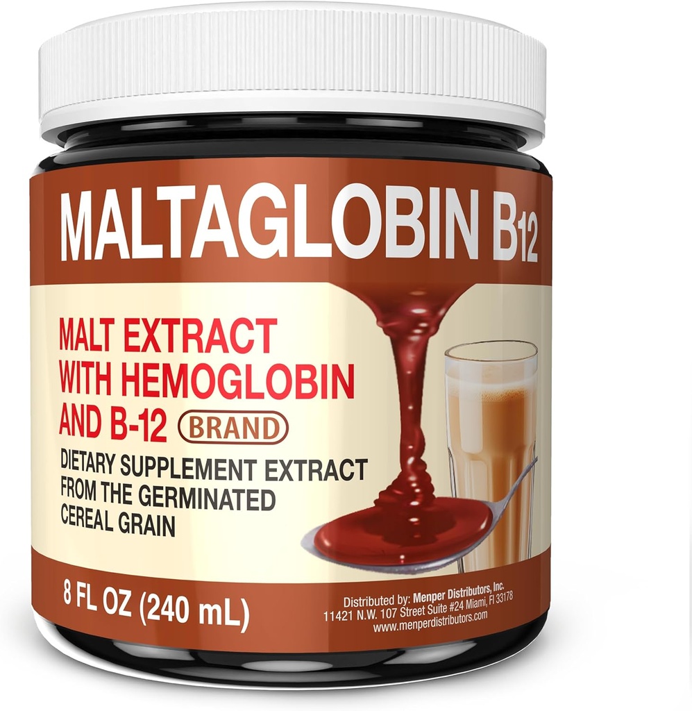 Maltaglobin Vitamin B12 Dietary Supplement, Hemoglobin Support, B12 Vitamins for Energy, 8 fl oz, 1-Pack