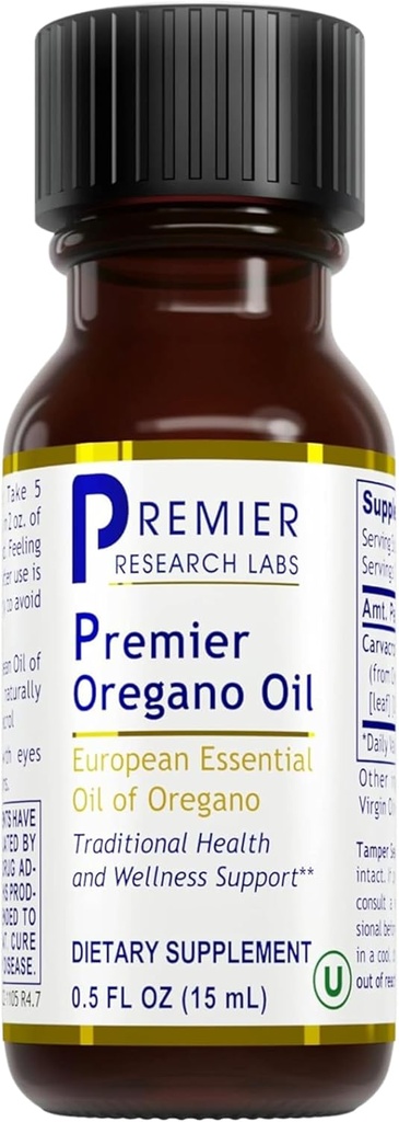 Premier Research Labs Premier Oregano Oil - Λάδι Orγανης σταγόνες με Carvacrol, Βρώσιμο Regano essential Oil Συμπλήρωμα για Ανοσοποιητική & Ουλές Υγεία - 0.5 Fl Oz