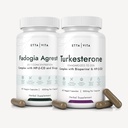Fadogia Agrestis 600mg + Turkesterone 500mg Bundle (2X More Pure - 20% Std Extract) (3X Απορροφητικότητα με BioPerine & Hydroxypropy-Beta-Cyclodextrin) Υποστηρίζει υγιή αποκατάσταση μυών, Stamina - Vegan
