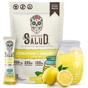 Salud 2-in-1 Hydration Packets + Ανοσία Ηλεκτρολυτές σκόνη, Λεμονάδα - Agua Fresca Drink Mix, Elderberry, Γαλακτοκομικά & Σόγια Χωρίς Γλουτένη, Vegan, Χαμηλή θερμίδα, 1g Ζάχαρη (15 Σερβιέτες)