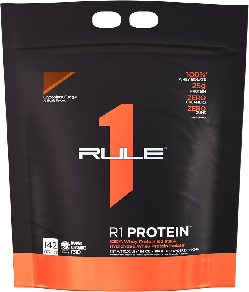 Άρθρο 1 R1 Πρωτεΐνη Whey Isolate - με 25g Πρωτεΐνη & 6g BCAA Αποκλειστικά από Απομονωμένες & Υδρολυμένες Πηγές για την αποκατάσταση προπόνησης (10 Λίρες*, Σοκολάτα Fudge)
