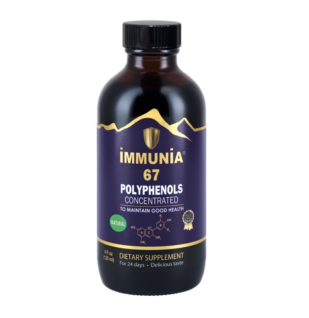 Immunia 67 Polyphenols - Συμπυκνωμένο μούρο & Αντιοξειδωτικά Φρούτα. Premium συμπλήρωμα αντιοξειδωτικών με 67 πολυφαινόλες (ανθοκυανίνες, Quercetin, ρεσβερατρόλη, κ.λπ.) 24-ήμερη προσφορά ανά φιάλη (1-πακέτο)