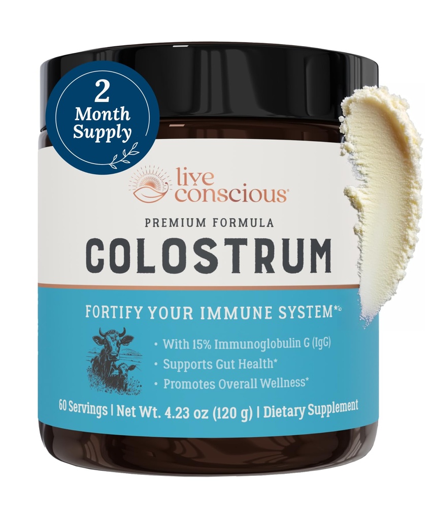 Live Consciious Colostrum Powder - Grass Fed Colostrum Supplement with Lactoferrin for Iron Abvorvation - Βοοειδή Colostrum an Immune System Supplement
