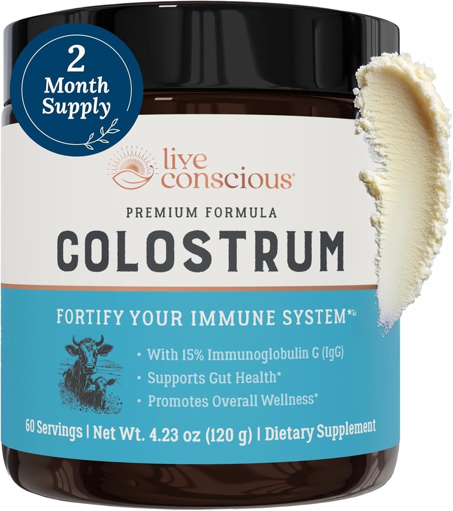 Live Consciious Colostrum Powder - Grass Fed Colostrum Supplement with Lactoferrin for Iron Abvorvation - Βοοειδή Colostrum an Immune System Supplement