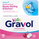 Gravol Kids Chewable Tablets for Nausea, Upset Stomach and Motion Sickness Relief, Dye Free, Cherry Flavor, Ηλικία 2 έως 12, 18ct