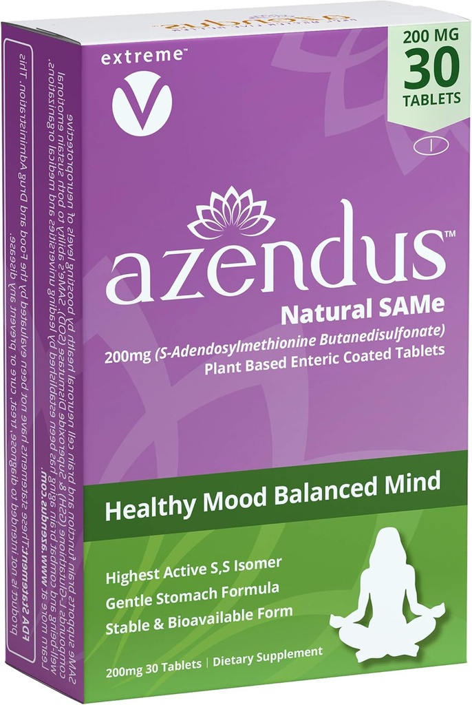 Azendus SAM-e Mood Support 200mg, 30 Count, Ίδιο βουτανοδισουλφονικό έντερο Ενδομυϊκά δισκία