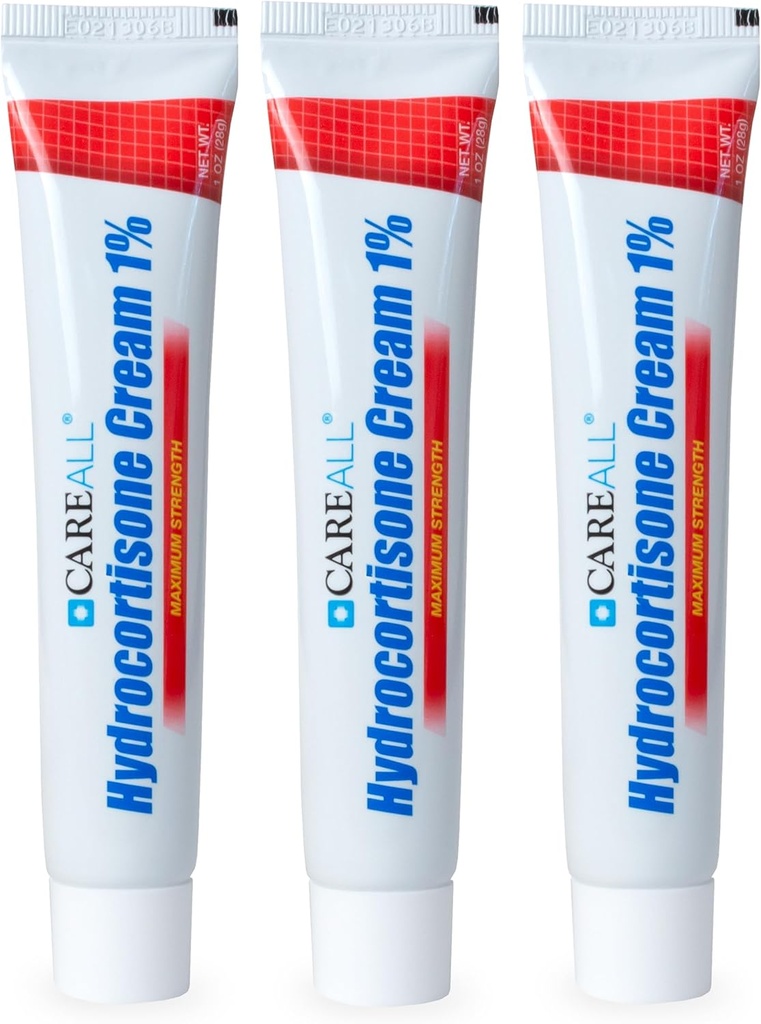 CareAll Hydrocortisone 1%, 1oz Tube (Pack of 3), Maximum Strength Anti-Itch Cream, Relief from Itching and Redness from Bug Bites, Eczema, Psoriasis, Poison Ivy, Oak and Sumac