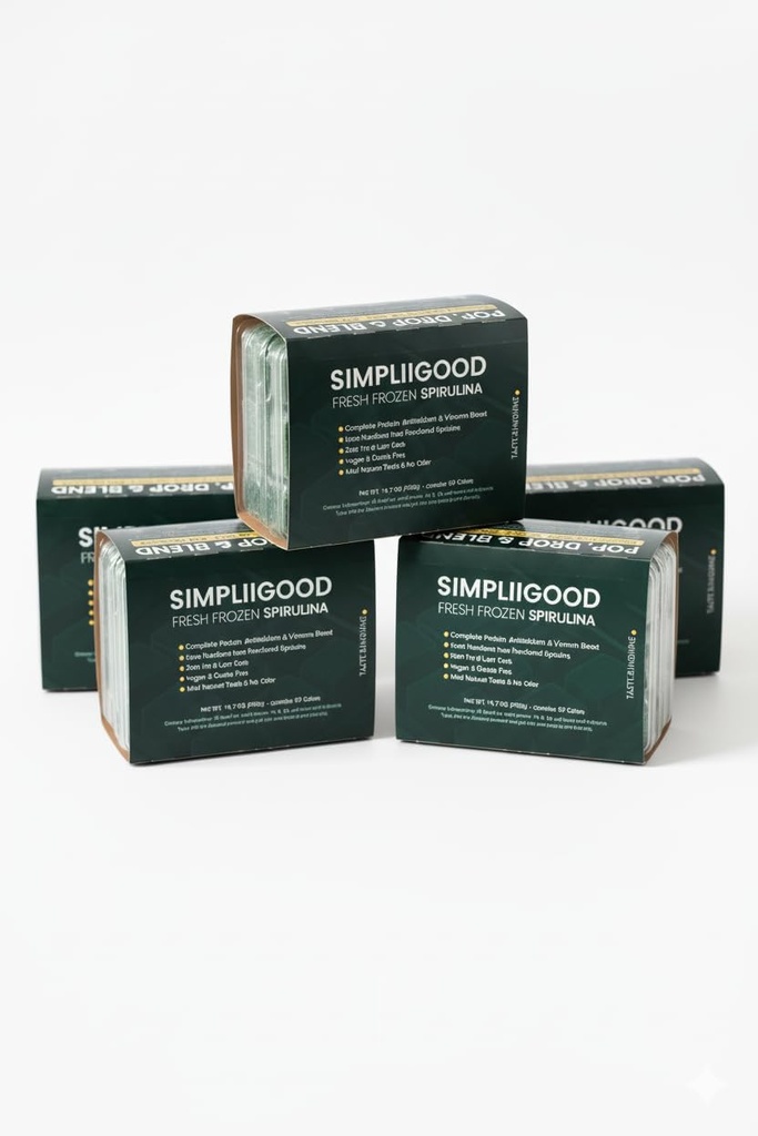 Κατεψυγμένα Spirulina Premium Superfood για ενήλικες & εφήβους Nutrient-Rich Εύκολο στη χρήση Κατεψυγμένα Spirulina 12 Δίσκοι Περιέχει 10 Κύβους σε κάθε συσκευασία. 2 Κύβος = 28g (ένα Σερβίρισμα)