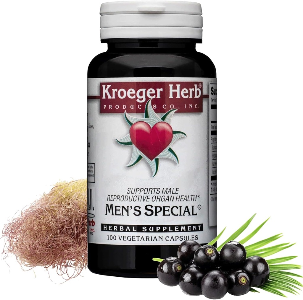 Kroeger Herb Products, Ανδρικό Ειδικό συμπλήρωμα υποστήριξης Prostate για άνδρες με πριόνι Palmetto, Μαύρο Walnut & Cornsilk 