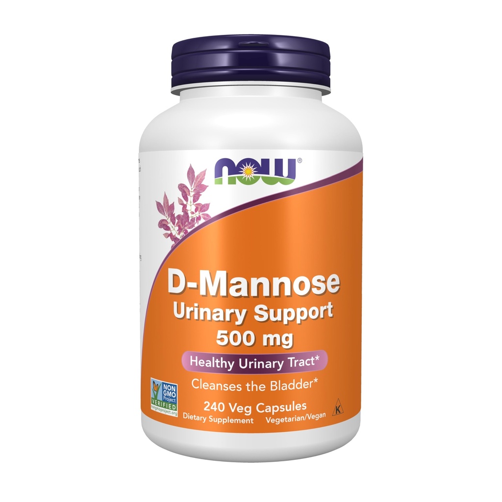 NOW Συμπληρώματα Τροφίμων, D-Mannose 500 mg, Μη ΓΤΟ Έργο Επαληθευμένο, Υγιεινή Ουρολοίμωξη *, 240 κάψουλες
