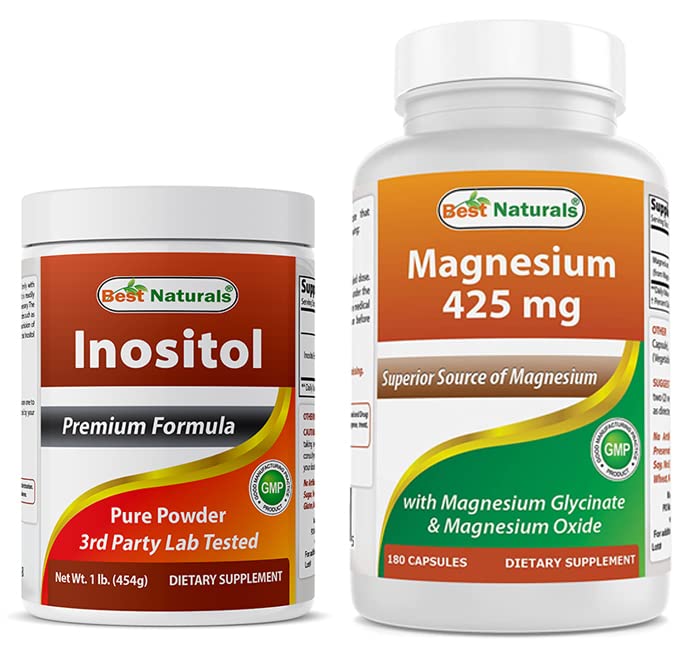 Best Naturals Ινοσιτόλη Κόνις 1 Lb & Μαγνήσιο Γλυκινικό 425 mg