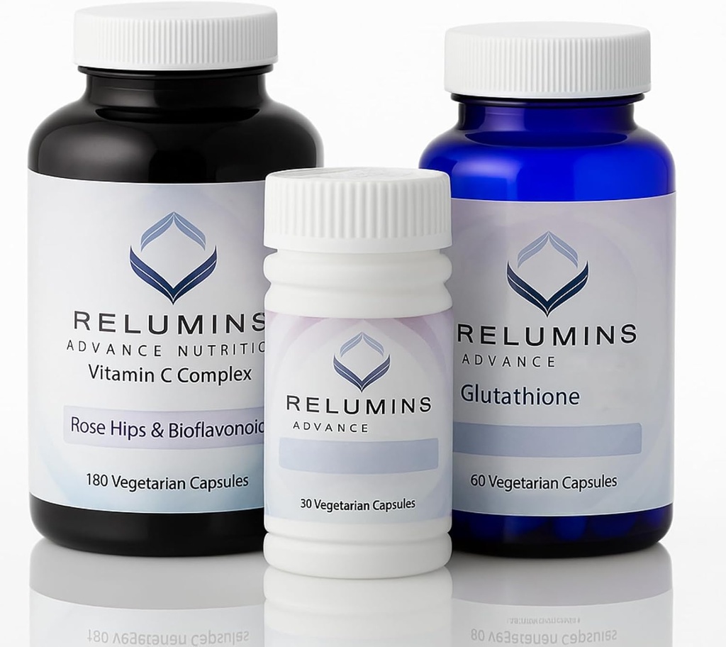 Relumins Advanced Skin Supplement Set - L-Glutathione Complex, Vitamin C, & Antioxidant Support - Nourishing Formula for Healthy Skin - 30 Day Supply