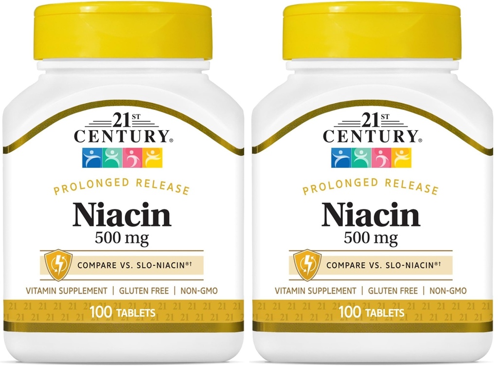 21st Century Niacin 500 mg Prolonged Release Tablets, 100 Count (27474) (Pack of 2)